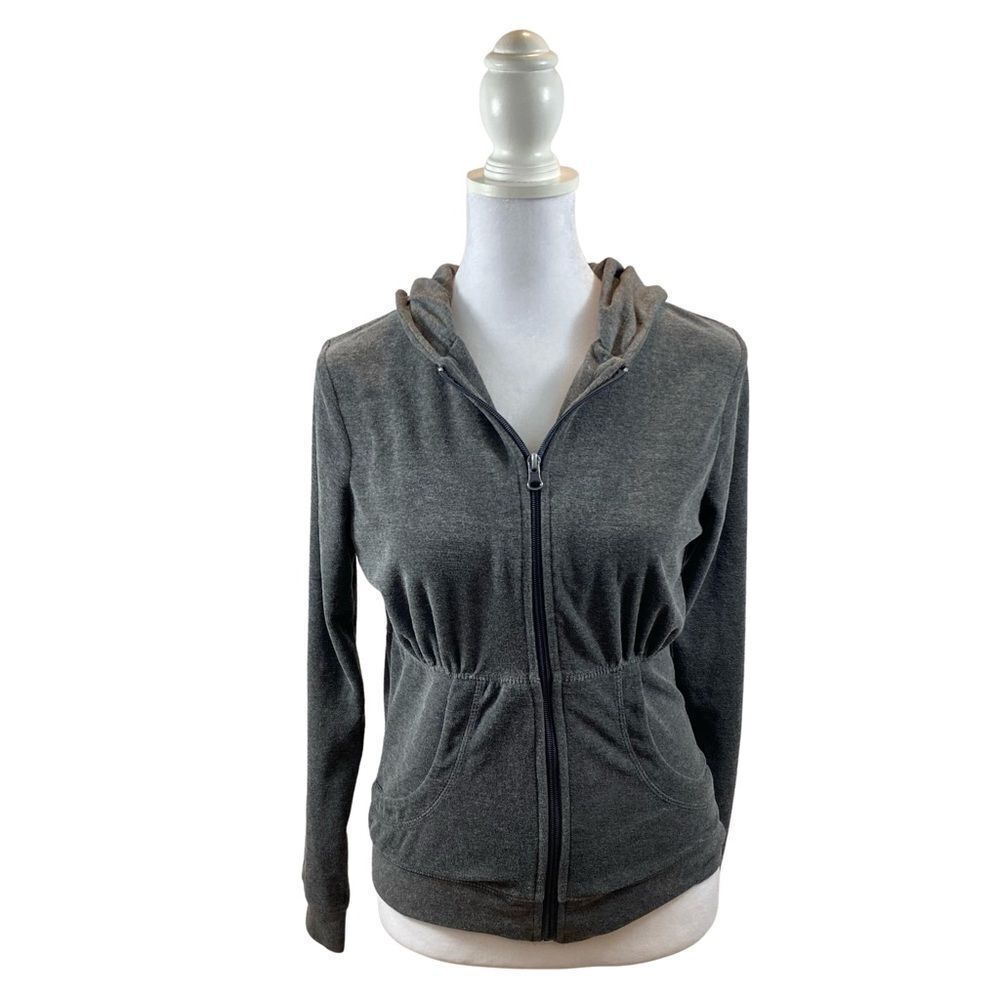 Sarah Johnson Grey Fleece Velour Full Zip‎ Hooded Jacket Medium